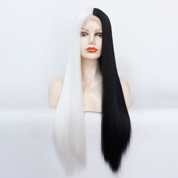 half black and white color party custome wigs long straight wigs synthetic hair lace front wig heat resistant 26inch
half black and white color party custome wigs long straight wigs synthetic hair lace front wig heat resistant 26inch