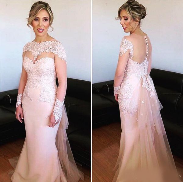 light pink mermaid prom dresses lace appliques illusion long sleeves sheer back women formal evening gowns modern robe de soirée, Black
light pink mermaid prom dresses lace appliques illusion long sleeves sheer back women formal evening gowns modern robe de soirée, Black