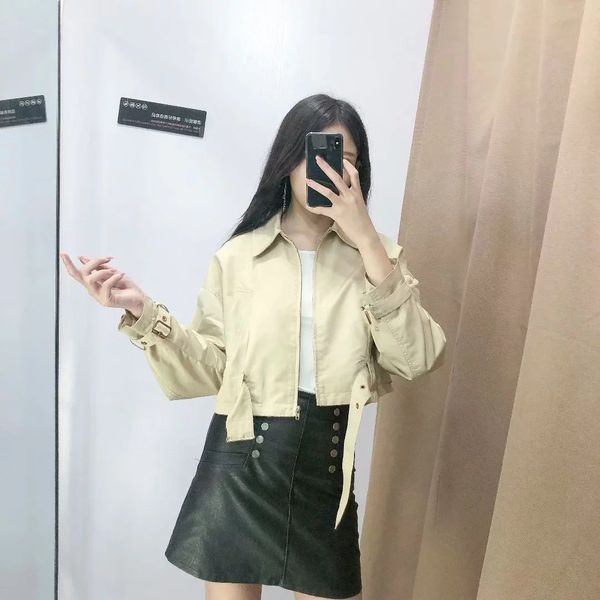2019 new products ins europe and america women's dress cool simple fold-down collar belt ornaments jacket short coat, Black;brown
2019 new products ins europe and america women's dress cool simple fold-down collar belt ornaments jacket short coat, Black;brown