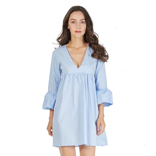 designer dress womens clothes v neck blue pleated loose dress solid three quarter sleeve cute ladies summer fashion casual mini vestidos, Black;gray
designer dress womens clothes v neck blue pleated loose dress solid three quarter sleeve cute ladies summer fashion casual mini vestidos, Black;gray
