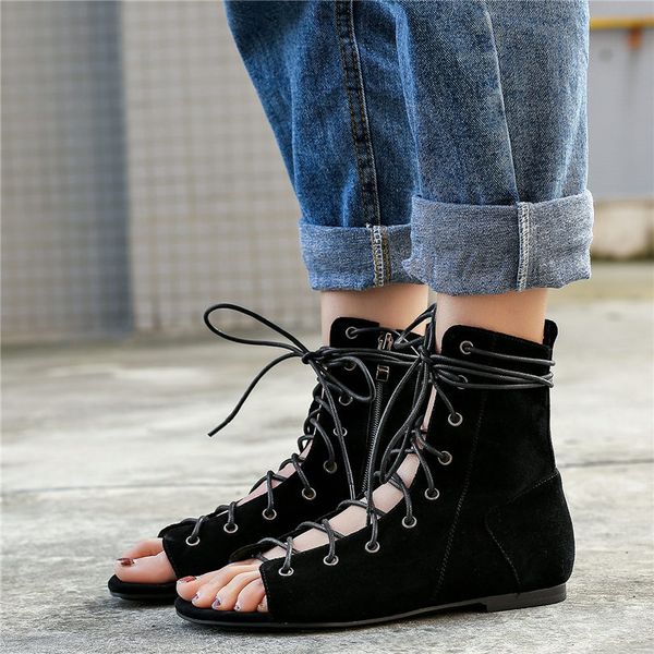 nayiduyun women lace up strappy genuine leather roman gladiators sandals open toe summer party flats oxfords casual shoes, Black
nayiduyun women lace up strappy genuine leather roman gladiators sandals open toe summer party flats oxfords casual shoes, Black