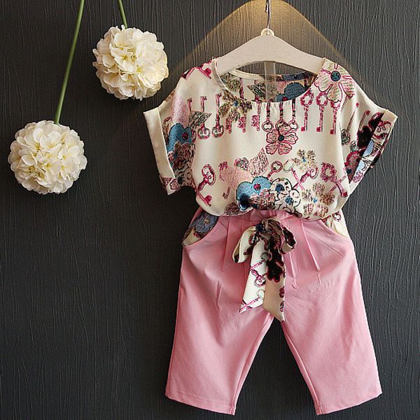 girls clothes flower printed toddler outfits 2019 new spring summer kids costume cotton t-shirt pink pants 2pcs children clothing set, White
girls clothes flower printed toddler outfits 2019 new spring summer kids costume cotton t-shirt pink pants 2pcs children clothing set, White