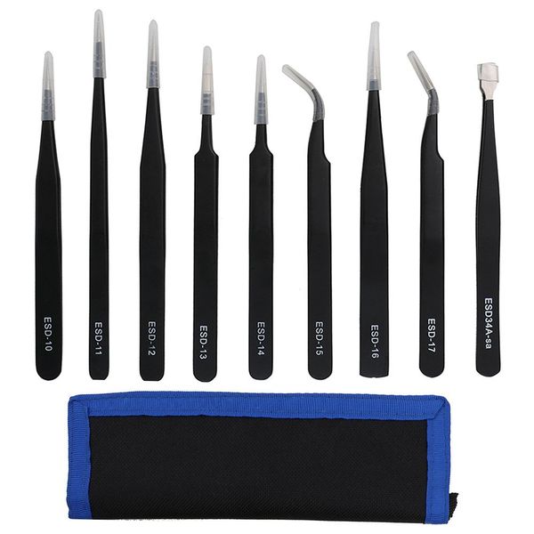 original 9pcs esd stainless steel tweezers kit precision anti-static maintenance tools for electronics jewelry phone repairing
original 9pcs esd stainless steel tweezers kit precision anti-static maintenance tools for electronics jewelry phone repairing