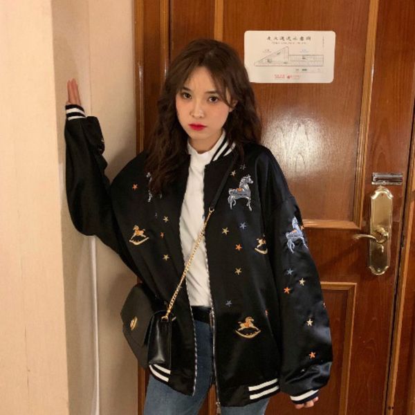 Spring Coats and Jackets Women Bomber Baseball Jacket Korean Casual Loose Print Coat Female Streetwear Cute Chaqueta Mujer LW861, Black;brown
Spring Coats and Jackets Women Bomber Baseball Jacket Korean Casual Loose Print Coat Female Streetwear Cute Chaqueta Mujer LW861, Black;brown