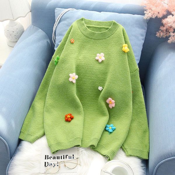 autumn and winter loose pullover sweater three-dimensional floral women o-neck knitted pullovers, White;black
autumn and winter loose pullover sweater three-dimensional floral women o-neck knitted pullovers, White;black