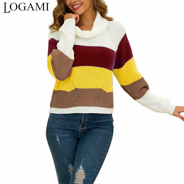 logami turn-down color patchwork pullover and sweater women knit autumn winter jumper, White;black
logami turn-down color patchwork pullover and sweater women knit autumn winter jumper, White;black