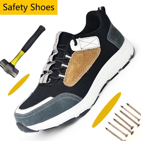 suede leather steel toe shoes anti-smash men work safety shoes lightweight mesh athletic sneaker outdoor cushioning hiking, Black
suede leather steel toe shoes anti-smash men work safety shoes lightweight mesh athletic sneaker outdoor cushioning hiking, Black