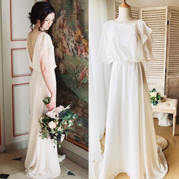 2020 beautiful boho chiffon ruffles wedding dresses chiffon a-line backless floor length long vestidos de noiva bridal gowns, White
2020 beautiful boho chiffon ruffles wedding dresses chiffon a-line backless floor length long vestidos de noiva bridal gowns, White