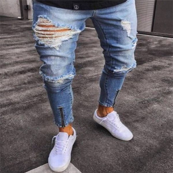 mens jeans zipper design painted skinny slim fit straight ripped distressed pleated knee patch denim pants stretch jeans quality, Blue
mens jeans zipper design painted skinny slim fit straight ripped distressed pleated knee patch denim pants stretch jeans quality, Blue
