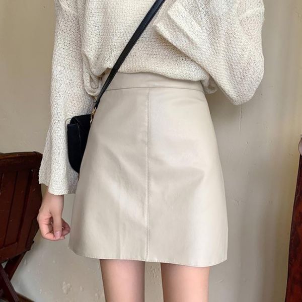 women stretchy high waist white skirt pu leather short college skirts solid color a-line miniskirt new, Black
women stretchy high waist white skirt pu leather short college skirts solid color a-line miniskirt new, Black