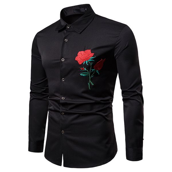 2021 rose luxury shirt shirt long fit sleeve dress red men's size embroidered floral slim casual eu male flower spald, Black
2021 rose luxury shirt shirt long fit sleeve dress red men's size embroidered floral slim casual eu male flower spald, Black