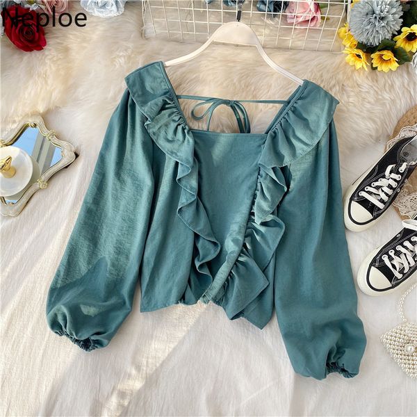 neploe ruffles short blusas 2019 new korean women long lantern sleeve blouses square collar backless lace up shirts 55993, White
neploe ruffles short blusas 2019 new korean women long lantern sleeve blouses square collar backless lace up shirts 55993, White