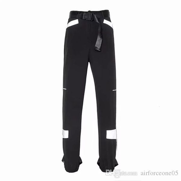 women reflective pants autumn fashion high waist cargo pants with belt loose pencil pants womens causal clothing, Black;white
women reflective pants autumn fashion high waist cargo pants with belt loose pencil pants womens causal clothing, Black;white