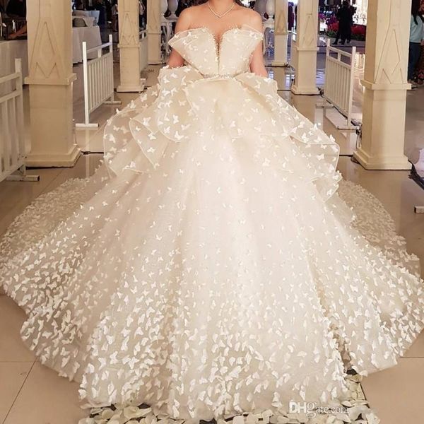 butterfly applique 2019 wedding dress jewel neckline beaded sash bridal dress magical romantic chapel train wedding gowns, White
butterfly applique 2019 wedding dress jewel neckline beaded sash bridal dress magical romantic chapel train wedding gowns, White
