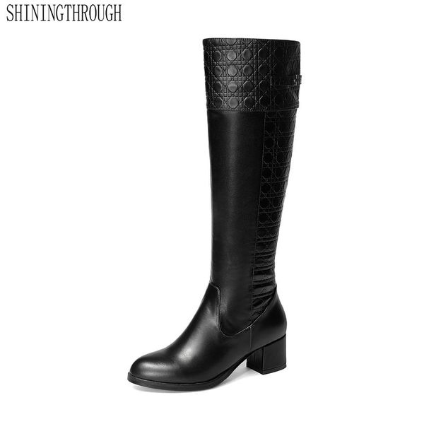 classic design women knee high boots high heels genuine leather long warm autumn winter shoes woman motorcycle boots, Black
classic design women knee high boots high heels genuine leather long warm autumn winter shoes woman motorcycle boots, Black