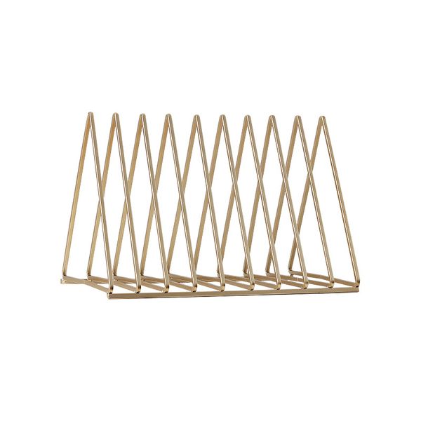 Simplicity Golden Triangle Bookend Mountain Design Durable Metal Deskorganizer File Sorter Bookshelf Holder For Home Office