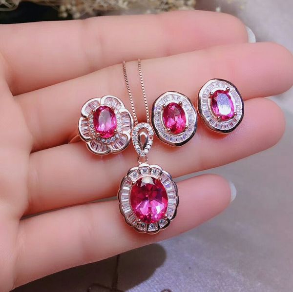 meibapj natural deep pink z gemstone flower jewelry set 925 pure silver 3 pieces suit wedding jewelry for women, Black
meibapj natural deep pink z gemstone flower jewelry set 925 pure silver 3 pieces suit wedding jewelry for women, Black