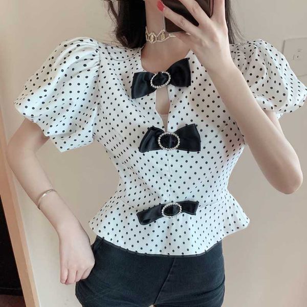 2020 summer hollow out o-neck puff sleeve dot blouse women vintage bow elegant fashion shirt slim ladies top, White
2020 summer hollow out o-neck puff sleeve dot blouse women vintage bow elegant fashion shirt slim ladies top, White