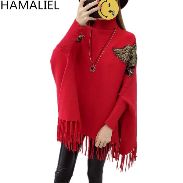 fall winter shawl knitting sweater women red beading sequined tassel cloak cape batwing sleeve casual turtleneck loose pullovers, Black
fall winter shawl knitting sweater women red beading sequined tassel cloak cape batwing sleeve casual turtleneck loose pullovers, Black