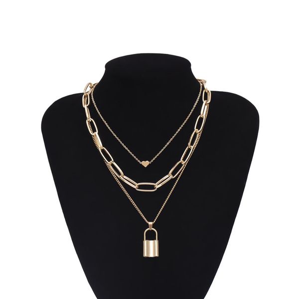 hip hop multi layers chain necklace with heart lock women/men punk rock padlock pendant necklace emo grunge goth jewelry, Silver
hip hop multi layers chain necklace with heart lock women/men punk rock padlock pendant necklace emo grunge goth jewelry, Silver