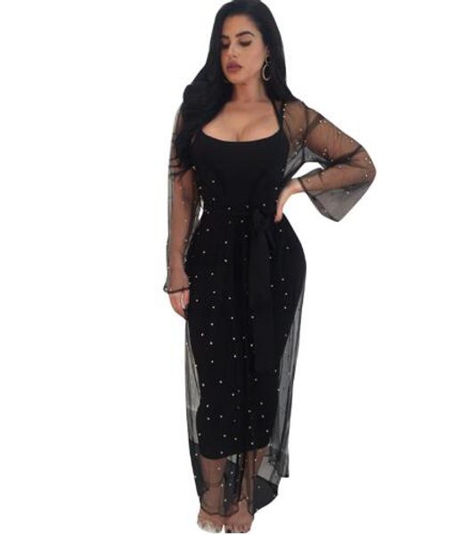 2 piece set women dress runway style elegant long dress 2017 high street long sleeve mesh bandage female, White;black
2 piece set women dress runway style elegant long dress 2017 high street long sleeve mesh bandage female, White;black