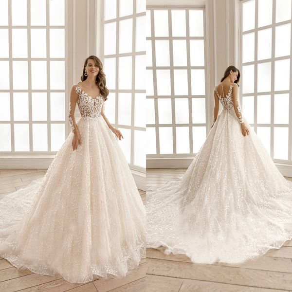 2020 lace wedding dresses jewel long sleeve appliques beads bridal gowns button back sweep train a line wedding dress robe de mariee, White
2020 lace wedding dresses jewel long sleeve appliques beads bridal gowns button back sweep train a line wedding dress robe de mariee, White