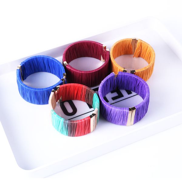japan south korea new fashion lafite grass bracelets for women color red orange blue purple personality elastic open bracelet, Black
japan south korea new fashion lafite grass bracelets for women color red orange blue purple personality elastic open bracelet, Black
