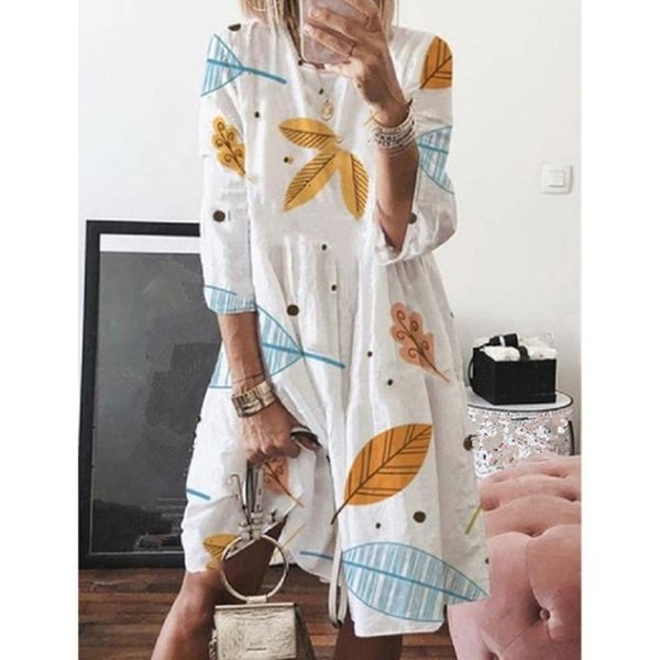 bohemia half sleeve dress women 2019 summer leaves printed beach dress casual loose o neck knee-length vacation clothes, Black;gray
bohemia half sleeve dress women 2019 summer leaves printed beach dress casual loose o neck knee-length vacation clothes, Black;gray