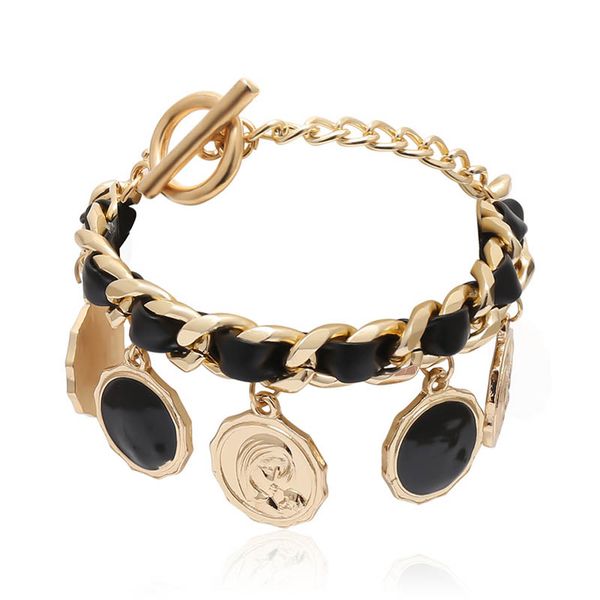 gold color coin pendant charm bracelet for women hip hop punk chunky link chain braclet fashion women's bracelet jewelry 2020, Black
gold color coin pendant charm bracelet for women hip hop punk chunky link chain braclet fashion women's bracelet jewelry 2020, Black