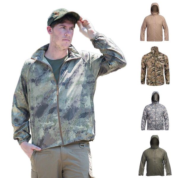 men camouflage outdoor windproof zipper hooded jacket quick dry anti-uv sun coat, Tan;black
men camouflage outdoor windproof zipper hooded jacket quick dry anti-uv sun coat, Tan;black
