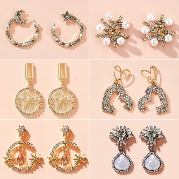 2020 new korean earrings for women girl creative irregular geometric heart pentagram snowflake earrings fashion pearl jewelry, Golden;silver
2020 new korean earrings for women girl creative irregular geometric heart pentagram snowflake earrings fashion pearl jewelry, Golden;silver