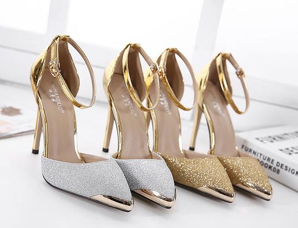 us4-9 women's high heels pointed toe thin heels sequined buckle strap party woman shoes gold silver, Black
us4-9 women's high heels pointed toe thin heels sequined buckle strap party woman shoes gold silver, Black