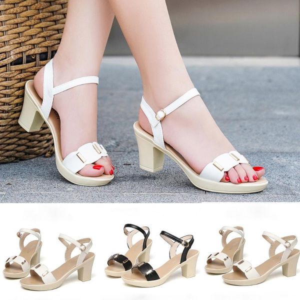 women summer sandals ladies buckle high heel fish mouth shoes solid color open toes non-slip heel fashion female slides ag3, Black
women summer sandals ladies buckle high heel fish mouth shoes solid color open toes non-slip heel fashion female slides ag3, Black