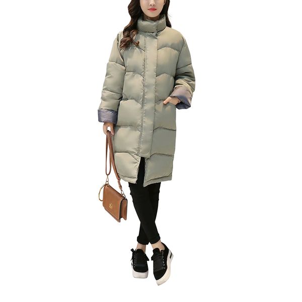sovalro new candy color women causal parkas winter stand collar long sleeves femme warm outerwear zipper loose cotton bread coat, Black
sovalro new candy color women causal parkas winter stand collar long sleeves femme warm outerwear zipper loose cotton bread coat, Black