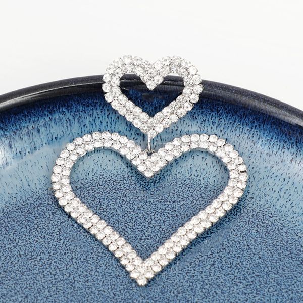 925 silver zircon crystal love earrings exaggerated wild earrings accessories, Golden;silver