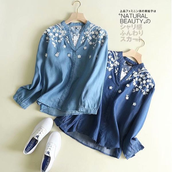 sf1011-303-europe and america women's dress 2019 new style v-neck embroidered tencel cowboy pullover shirt, White
sf1011-303-europe and america women's dress 2019 new style v-neck embroidered tencel cowboy pullover shirt, White