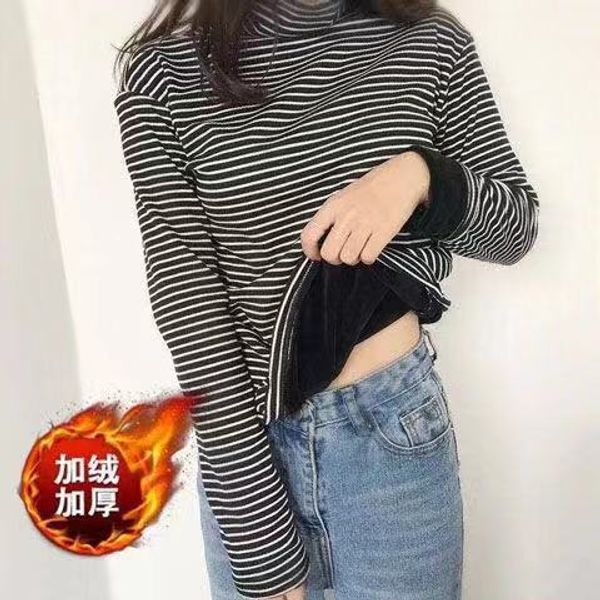 tileewon striped underclothes wool upset high necked ladies winter sweater joker and fashion long sleeve sweater, White;black
tileewon striped underclothes wool upset high necked ladies winter sweater joker and fashion long sleeve sweater, White;black