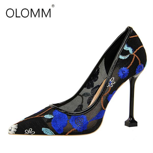 2019 embroidered heels women pumps solid pointed high heels toe shallow fashion high 10cm shoes breathable wedding shoes, Black
2019 embroidered heels women pumps solid pointed high heels toe shallow fashion high 10cm shoes breathable wedding shoes, Black