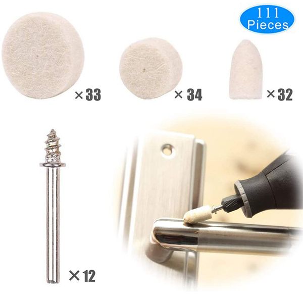 111pcs felt polishing pad & polishing wheel,point & mandrel kit for rotary tools accessories kit
111pcs felt polishing pad & polishing wheel,point & mandrel kit for rotary tools accessories kit