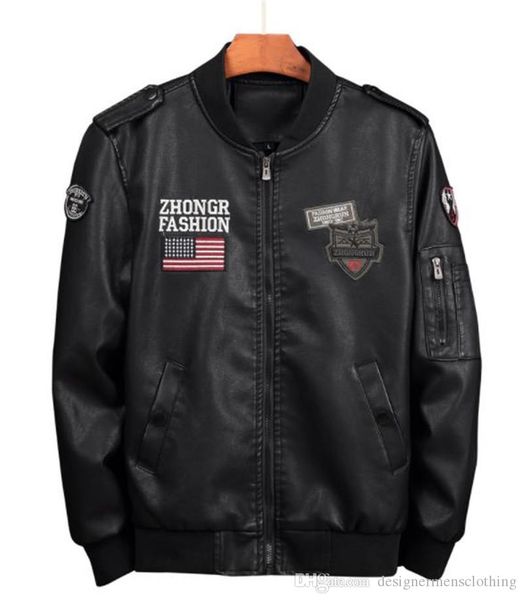 winter mens leather flight jackets designer stand collar long sleeve thick mens coats dark brown epaulet male outerwear with zipper, Black;brown
winter mens leather flight jackets designer stand collar long sleeve thick mens coats dark brown epaulet male outerwear with zipper, Black;brown