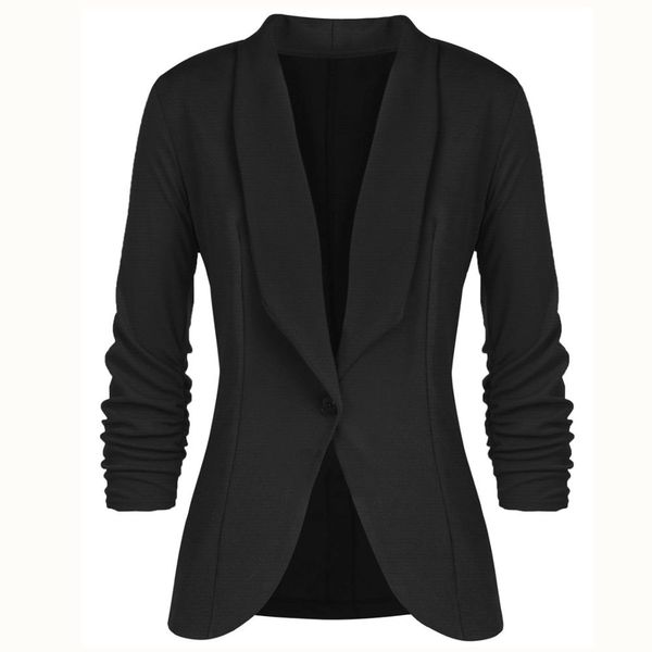 women solid blazers cardigan coat long sleeve women blazers and jackets ruched asymmetrical casual business suit outwear, White;black
women solid blazers cardigan coat long sleeve women blazers and jackets ruched asymmetrical casual business suit outwear, White;black