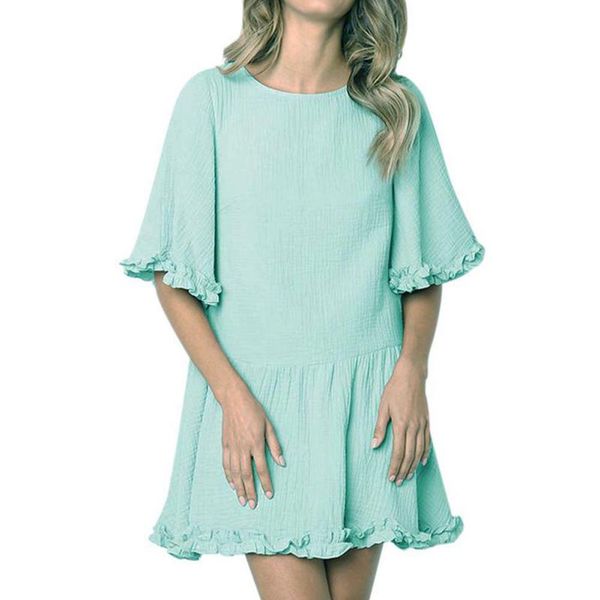 ladies sweet round neck lace dress loose casual solid color five-point sleeves casual button dress, Black;gray
ladies sweet round neck lace dress loose casual solid color five-point sleeves casual button dress, Black;gray