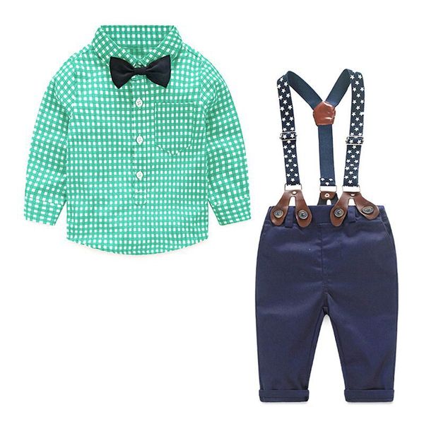 gentleman suit plaid shirt bow tie suspend trousers 2pcs kid designer clothes suits autumn spring newborn baby sets infant clothing, White
gentleman suit plaid shirt bow tie suspend trousers 2pcs kid designer clothes suits autumn spring newborn baby sets infant clothing, White