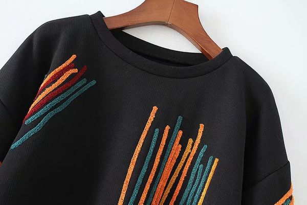 a- 2-18136 2018 autumn new style casual wind women's dress embossed embroidered mixed colors hoodie, Black
a- 2-18136 2018 autumn new style casual wind women's dress embossed embroidered mixed colors hoodie, Black