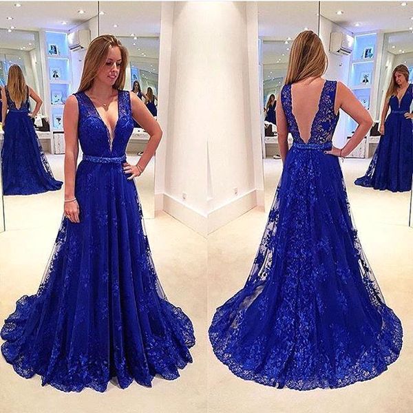2019 royal blue full lace prom dresses backless plugging v-neck a-line fiesta evening gowns robe de soiree party gowns p023, Black
2019 royal blue full lace prom dresses backless plugging v-neck a-line fiesta evening gowns robe de soiree party gowns p023, Black