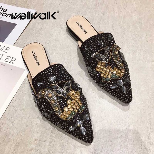 fashion low heel shoes women flat mule slippers rhinestone female pointed toe slides slip on dress loafers lady shoe woman, Black
fashion low heel shoes women flat mule slippers rhinestone female pointed toe slides slip on dress loafers lady shoe woman, Black