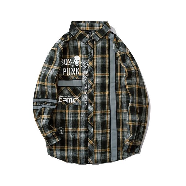 #1423 letter print 3m reflective streetwear hip hop shirts for men loose harajuku fashion long sleeve green plaid shirt male, White;black
#1423 letter print 3m reflective streetwear hip hop shirts for men loose harajuku fashion long sleeve green plaid shirt male, White;black