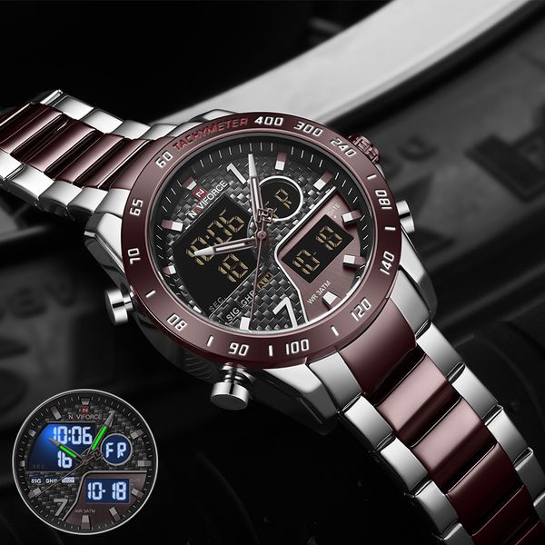 new naviforce watches men waterproof sports watches mens quartz analog digital wristwatch relogio masculino, Slivery;brown
new naviforce watches men waterproof sports watches mens quartz analog digital wristwatch relogio masculino, Slivery;brown