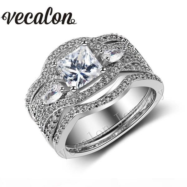 vecalon luxury jewelry princess cut 3ct cz simulated diamond 10kt white gold filled wedding band ring set for women sz 5-11, Slivery;golden
vecalon luxury jewelry princess cut 3ct cz simulated diamond 10kt white gold filled wedding band ring set for women sz 5-11, Slivery;golden