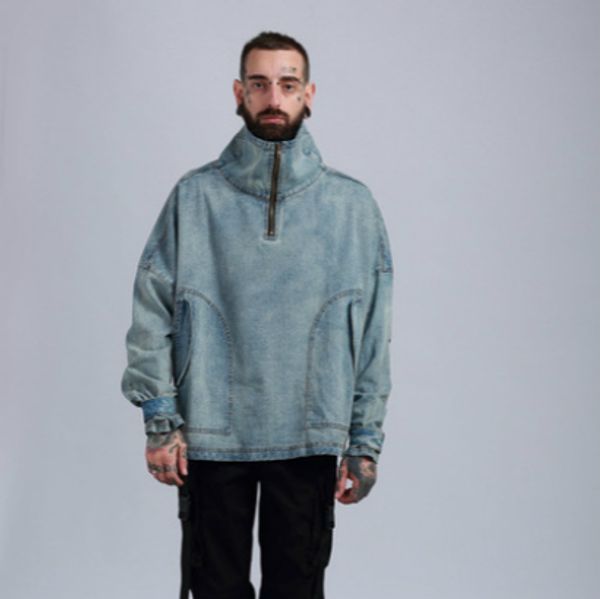 mens deisnger jacket tide brand mens high collar loose solid color jacket large pockets mens luxury hip hop coat clothing, Black;brown 
mens deisnger jacket tide brand mens high collar loose solid color jacket large pockets mens luxury hip hop coat clothing, Black;brown